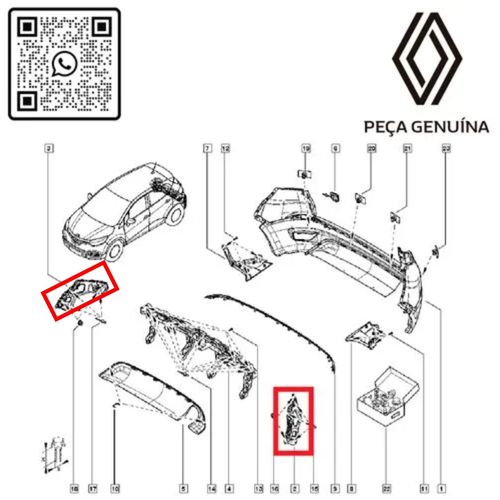 RN 52611R-K 850452611R KIT ESQ-DIR SUPORTE PCHOQUE TRASEIRO CAPTUR 3